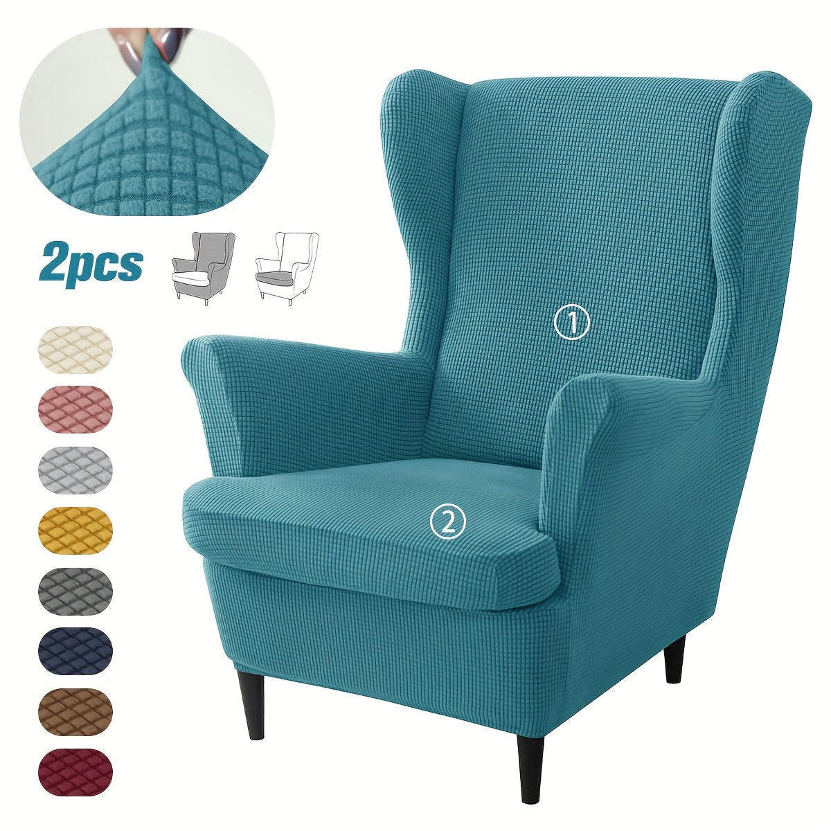 Housse de canapé épaisse extensible en velours côtelé jacquard pour fauteuil — détail de la matière : velours côtelé Image