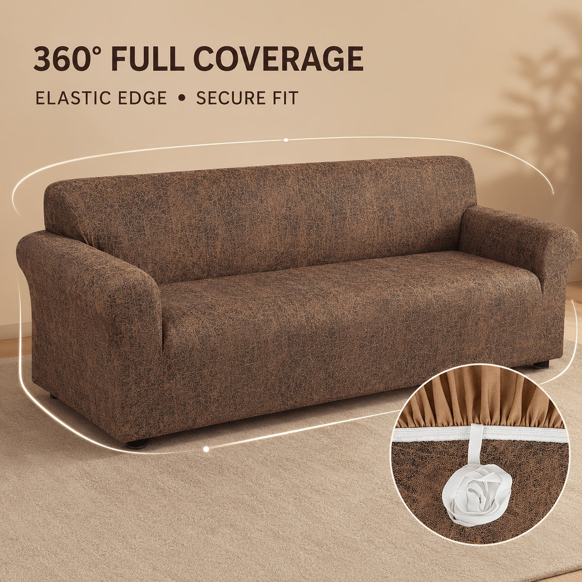 Housse de canapé en fibre de lait antidérapante d'esprit vintage, autre coloris