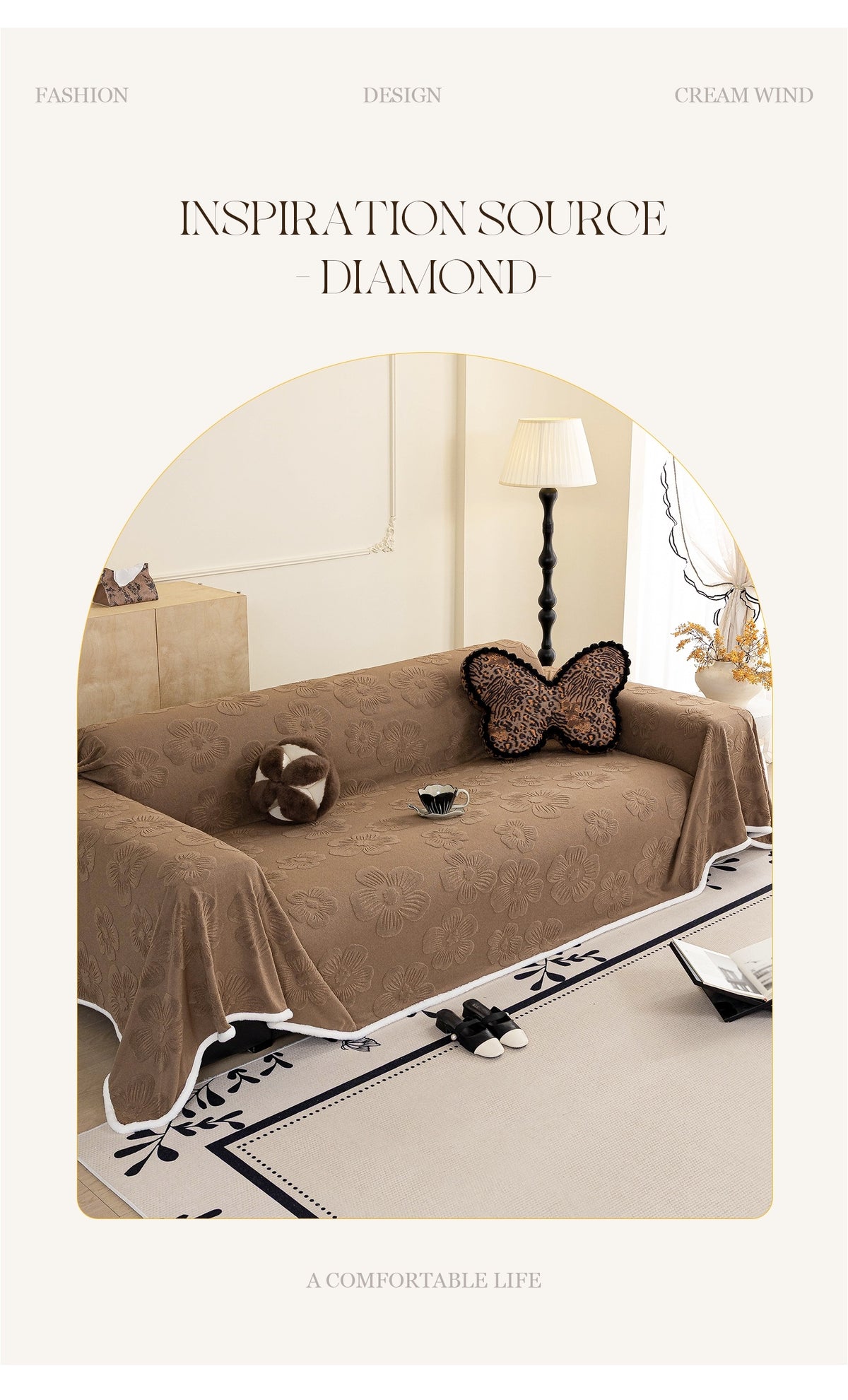 Housse de canapé épaisse en velours jacquard, gros plan sur le tissu