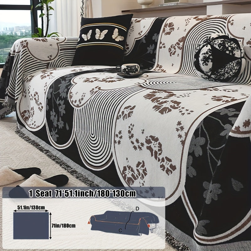Housse de coussin en chenille antidérapante d'esprit vintage, visuel produit