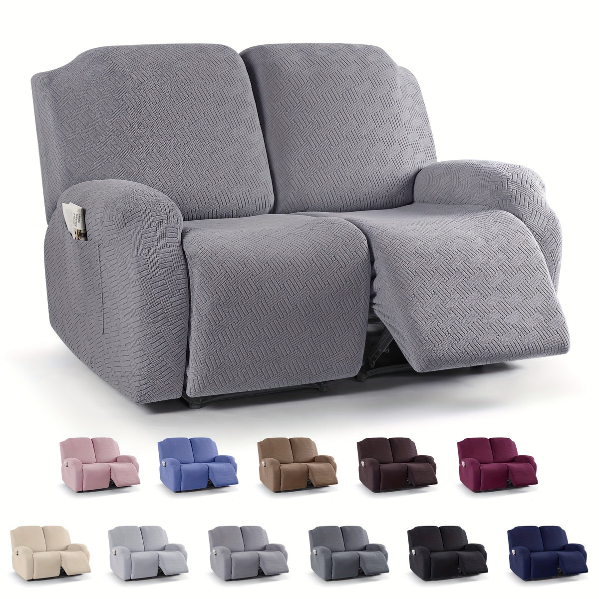 Housse de canapé épaisse extensible en polaire jacquard à housses séparées, mise en situation