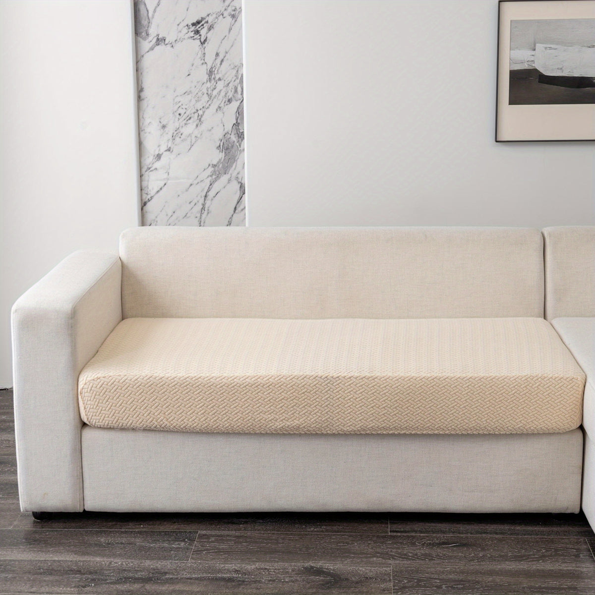 Housse de coussin extensible en polaire jacquard, compatible fauteuil, canapé deux places, canapé trois places Image