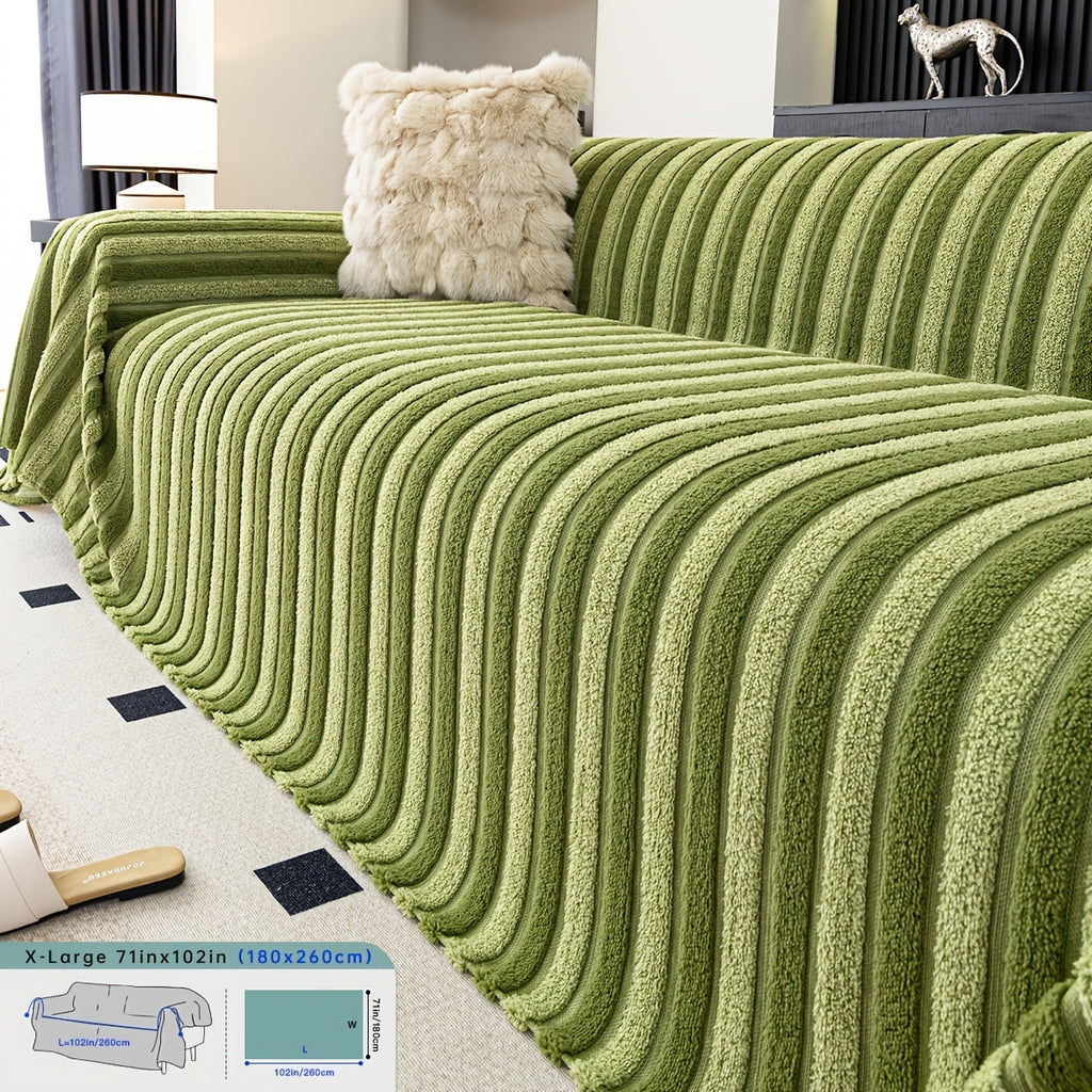 Housse de coussin en velours jacquard à rayures antidérapante, vue de dos