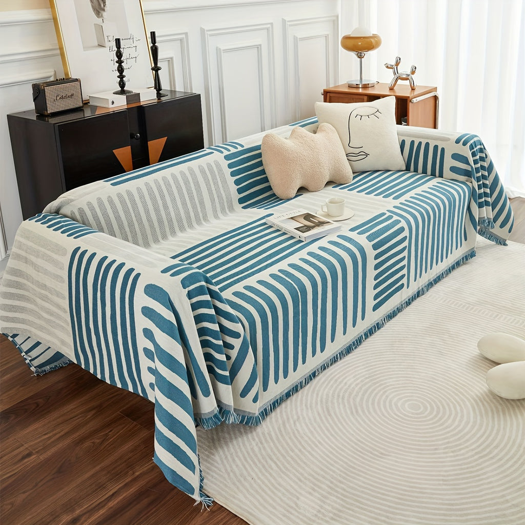 Housse de canapé en chenille à motif géométrique