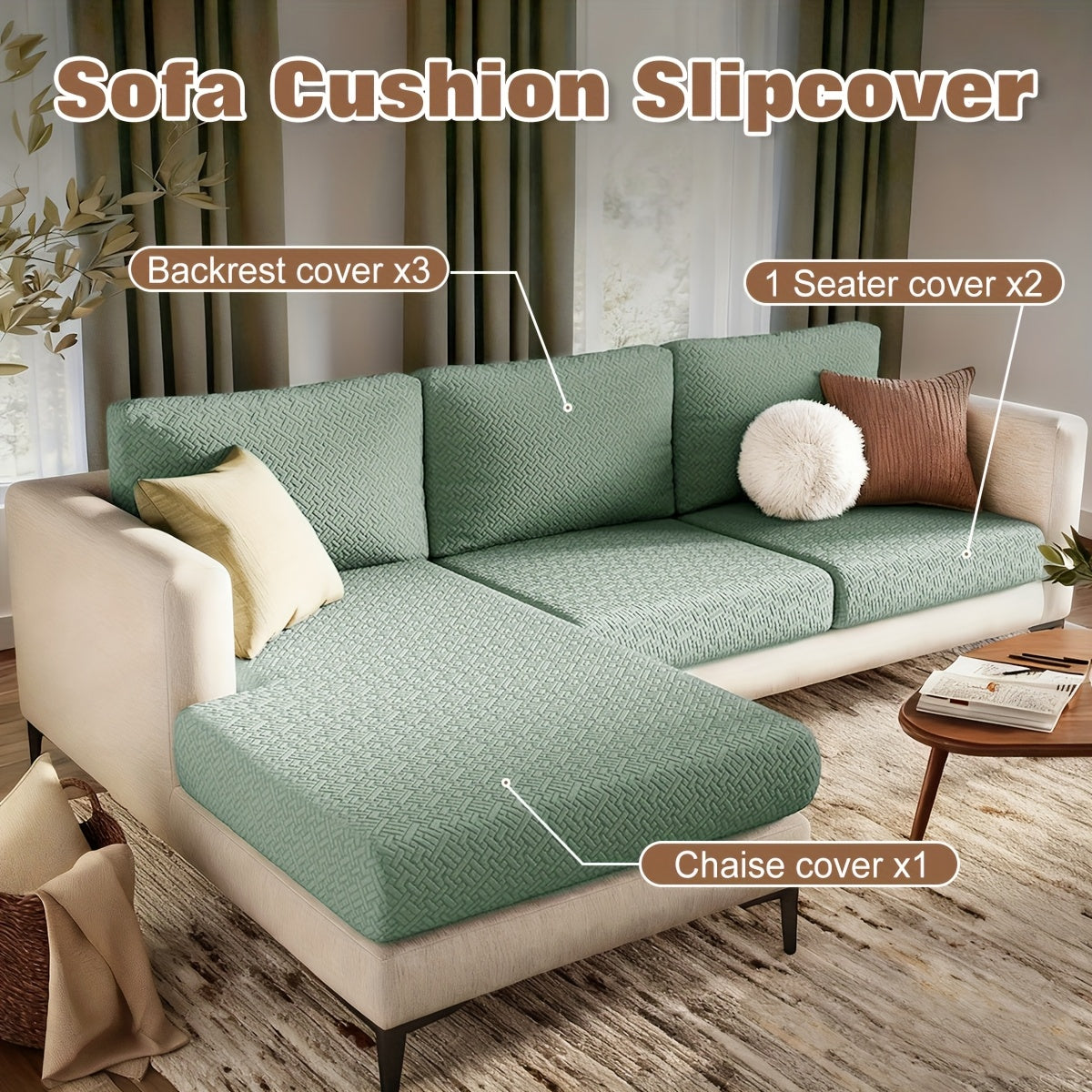 Housse de canapé extensible en polaire jacquard en T, gros plan sur le tissu