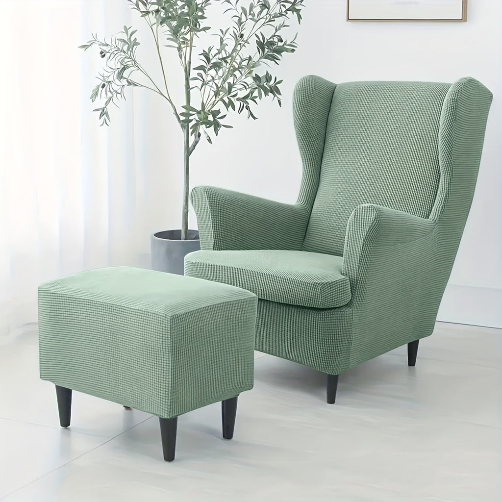 Housse de fauteuil extensible en polaire jacquard pour fauteuil, détail de l'ourlet