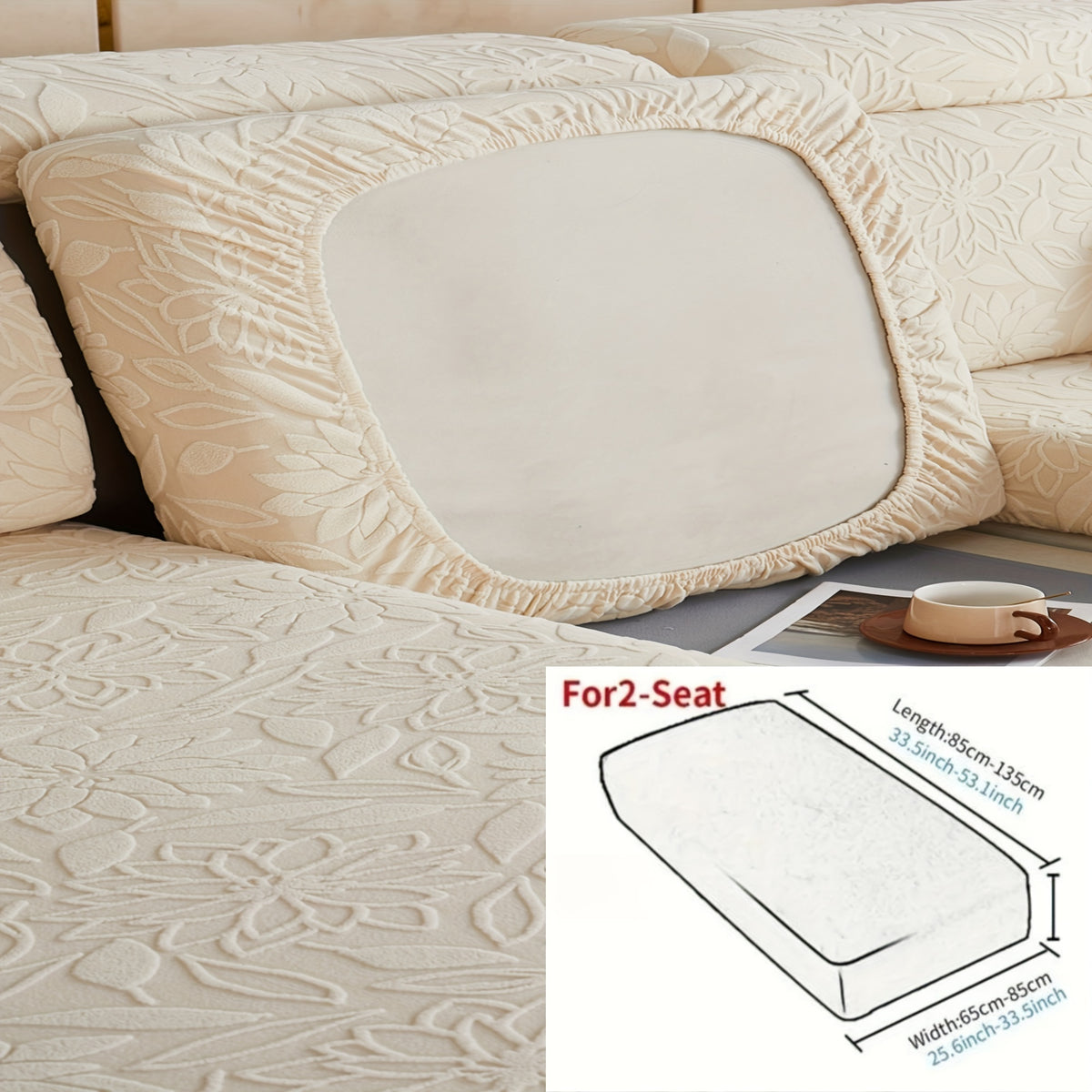 Housse de canapé extensible en polaire jacquard antidérapante, mise en situation