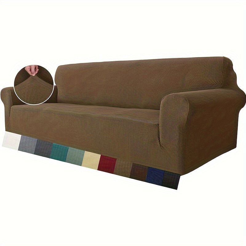 Housse de canapé épaisse extensible en polaire jacquard, mise en situation