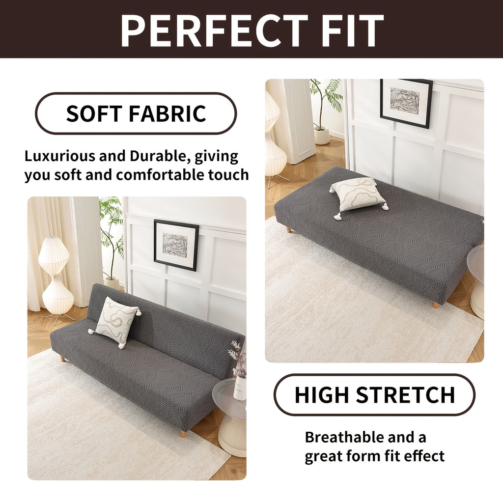 Housse de canapé extensible en polaire jacquard à rayures sans accoudoirs, autre coloris