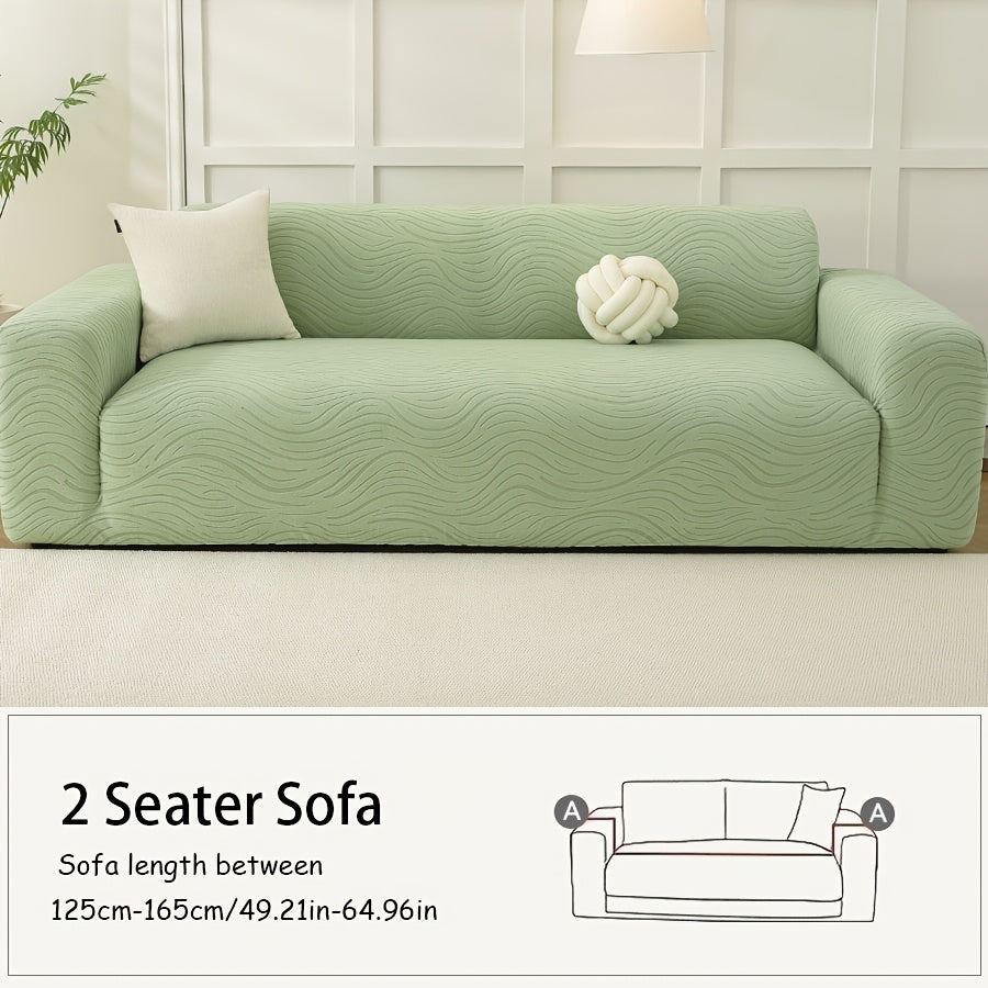 Housse de canapé extensible en polaire à motif vagues, compatible fauteuil, canapé deux places, canapé trois places