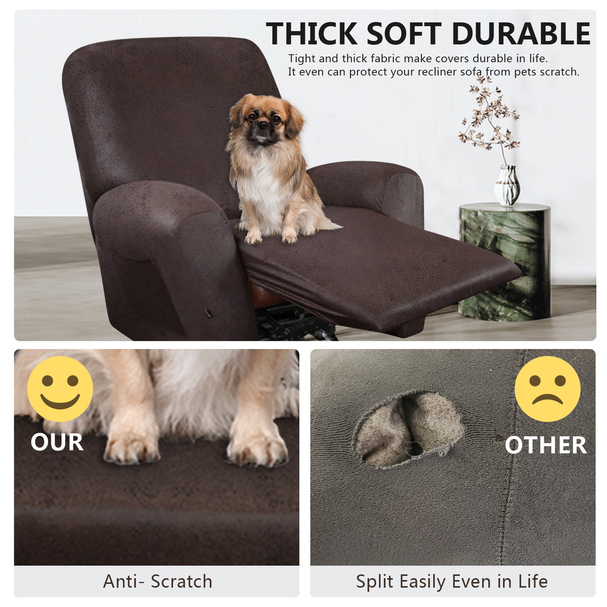 Housse de fauteuil extensible en fibre de lait, gros plan sur le tissu