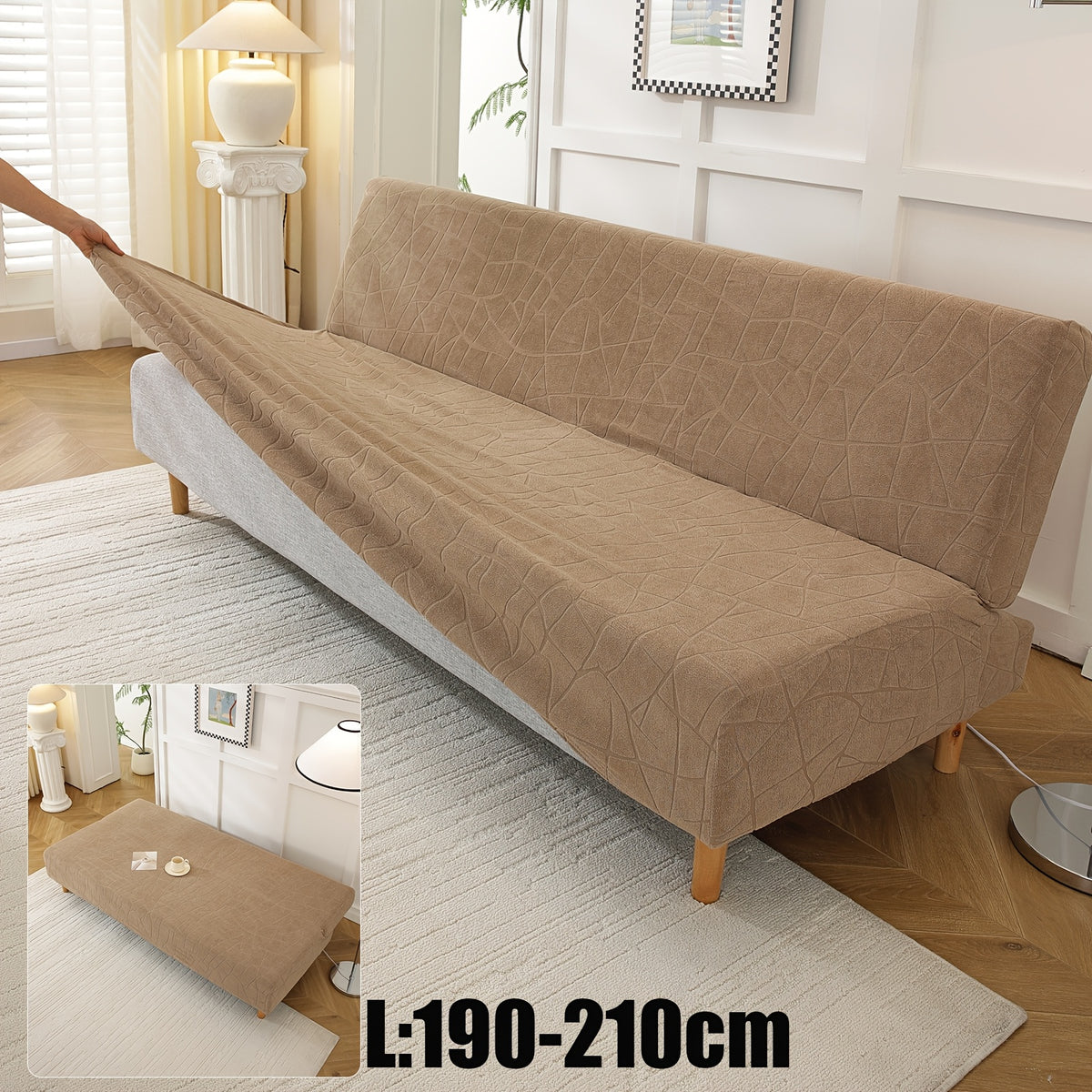 Housse de canapé extensible en polaire jacquard sans accoudoirs, tissu de 180 à 200 g/m² Image