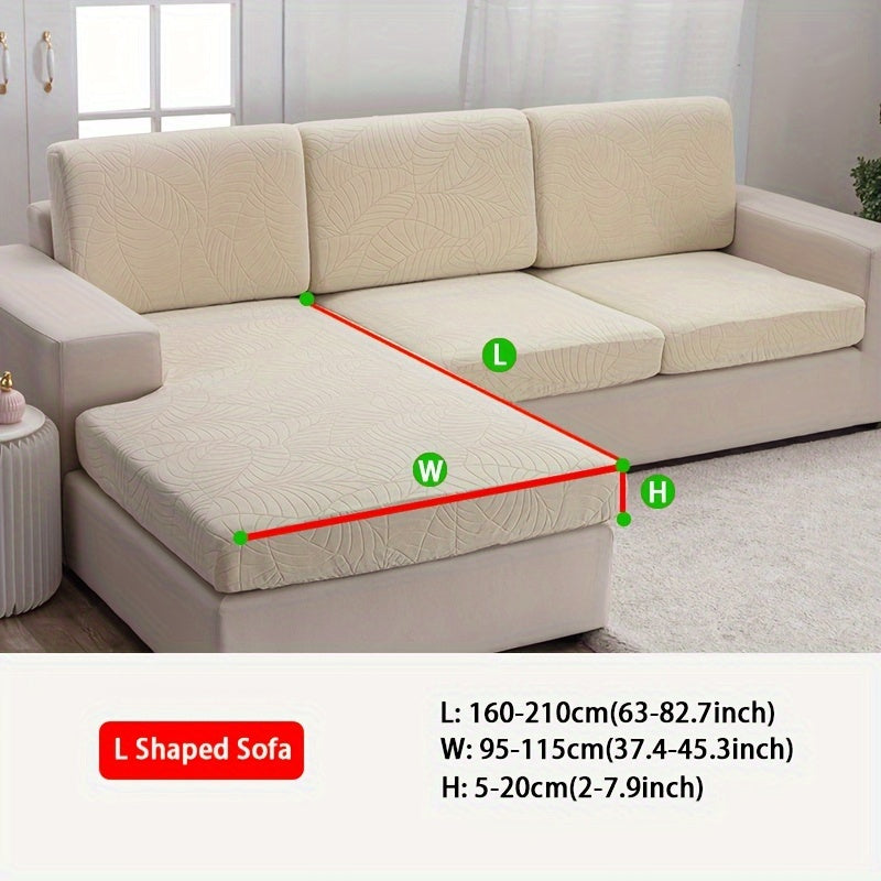 Housse de canapé épaisse extensible en polaire jacquard à motif feuillage, gros plan sur le tissu
