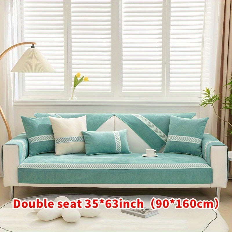 Housse de coussin en chenille antidérapante à housses séparées, détail de la finition
