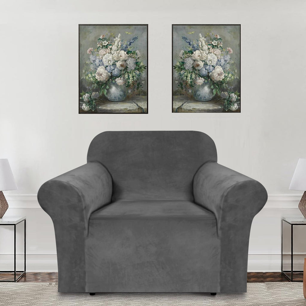 Housse de canapé épaisse extensible en velours pour fauteuil, gros plan sur le tissu