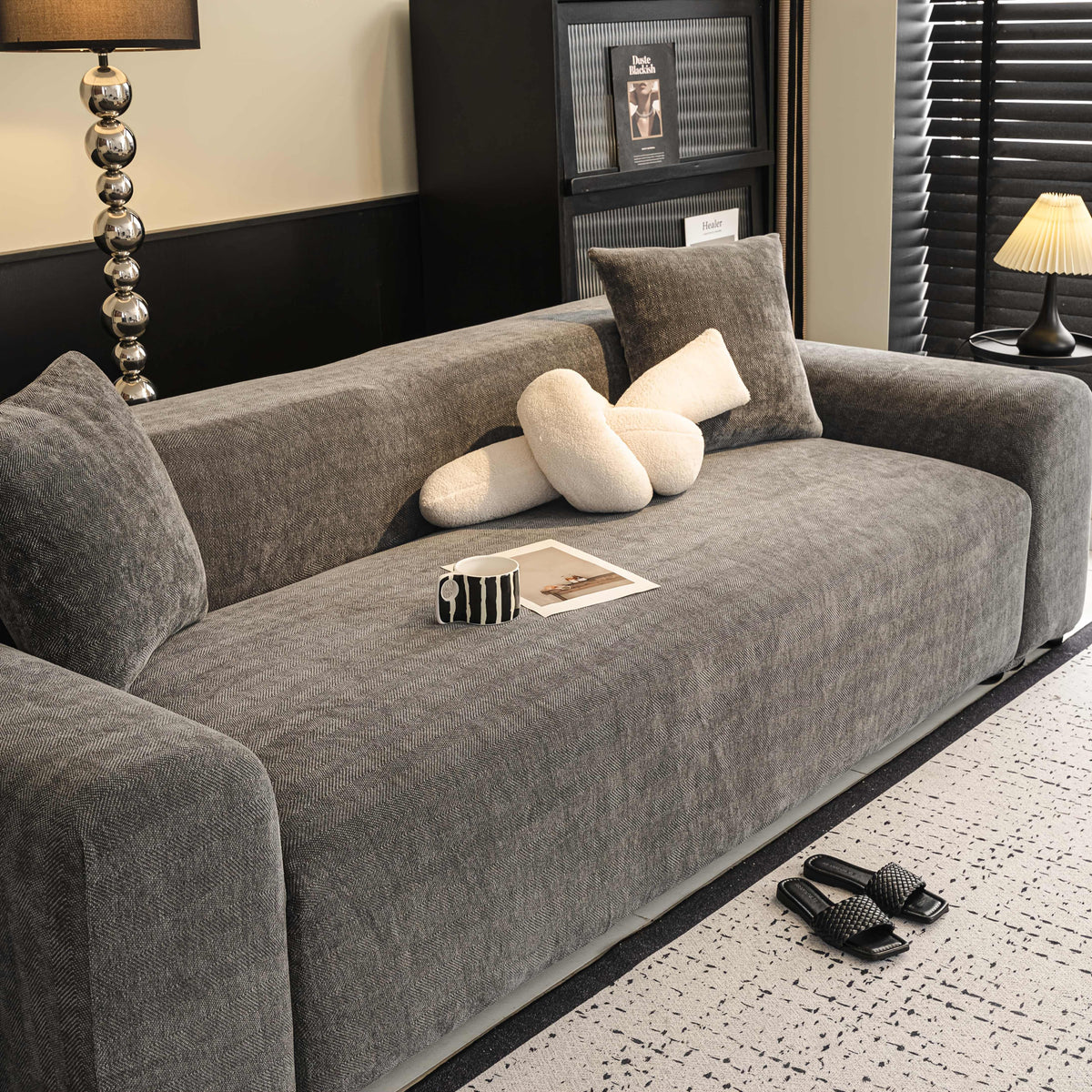 Housse de canapé épaisse en chenille, compatible fauteuil, canapé deux places, canapé trois places Image