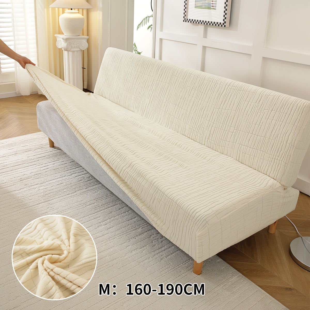 Housse de canapé extensible en polaire jacquard sans accoudoirs, autre coloris