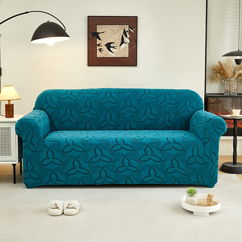 Housse de canapé en jacquard à motif feuillage, tissu de 160 à 180 g/m²