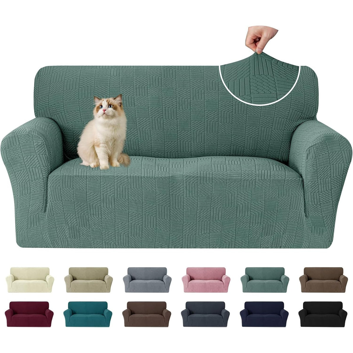 Housse de canapé légère en coton à rayures antidérapante, tissu de 100 à 120 g/m²