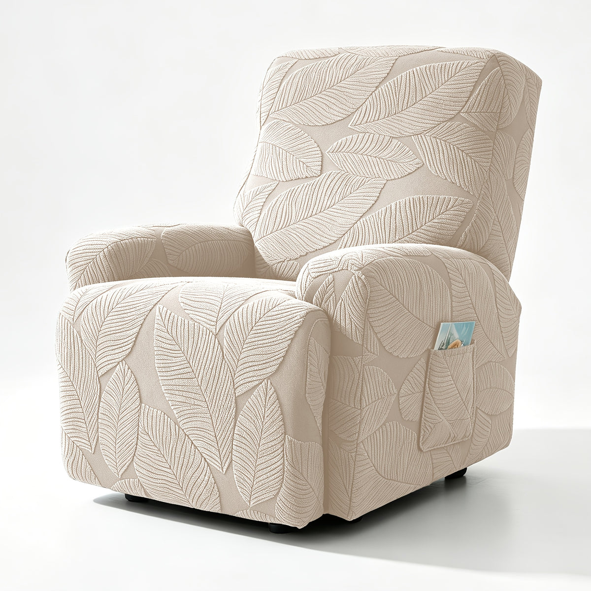 Housse de chaise extensible en polaire jacquard à motif feuillage