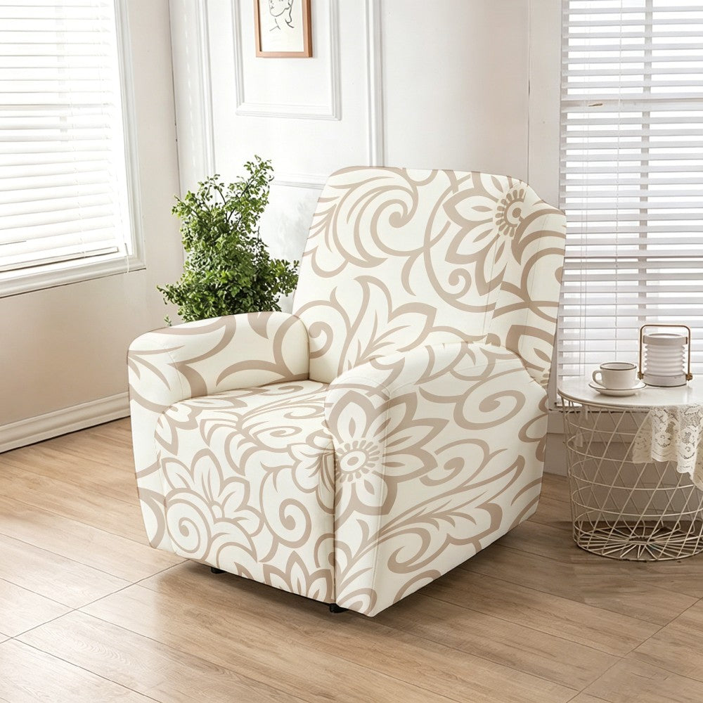 Housse de fauteuil extensible en fibre de lait matelassée à motif fleuri, vue d'ensemble