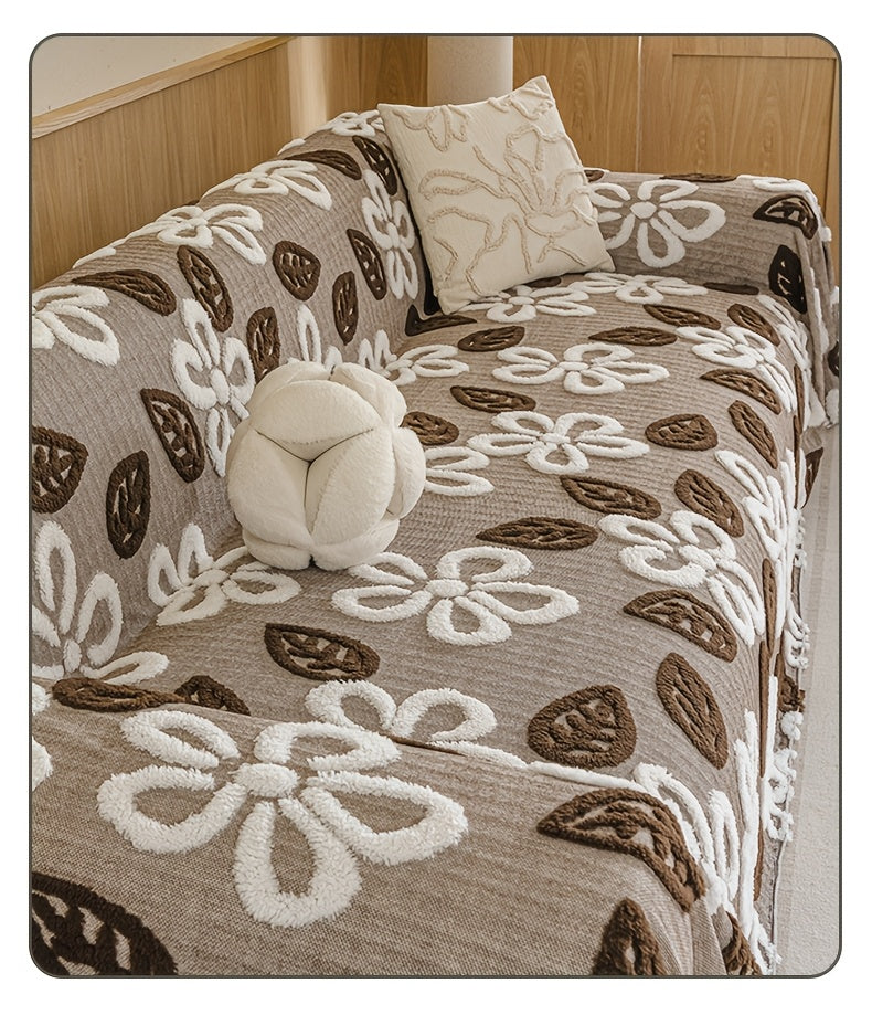 Housse de canapé en velours jacquard à rayures, vue de dos