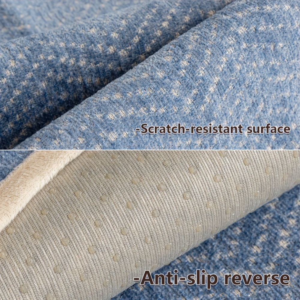 Housse de coussin en chenille à rayures antidérapante, détail de la finition