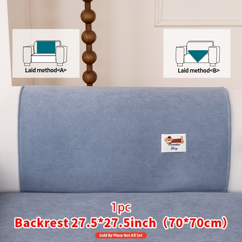 Housse de canapé en peluche matelassée à rayures antidérapante, vue d'ensemble