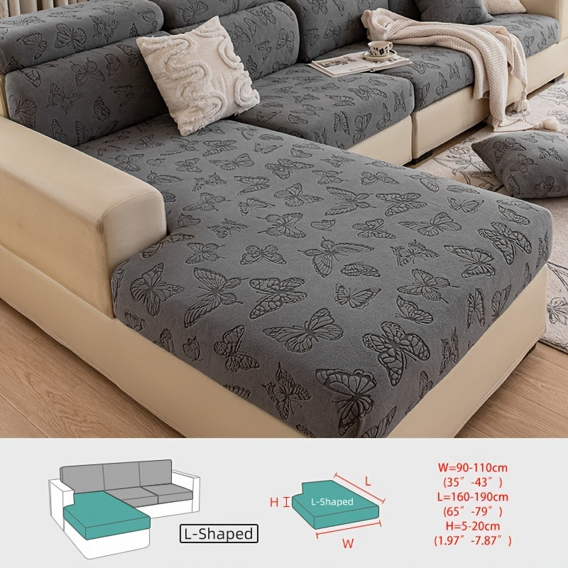 Housse de canapé extensible en polaire jacquard à rayures d'esprit bohème, visuel produit