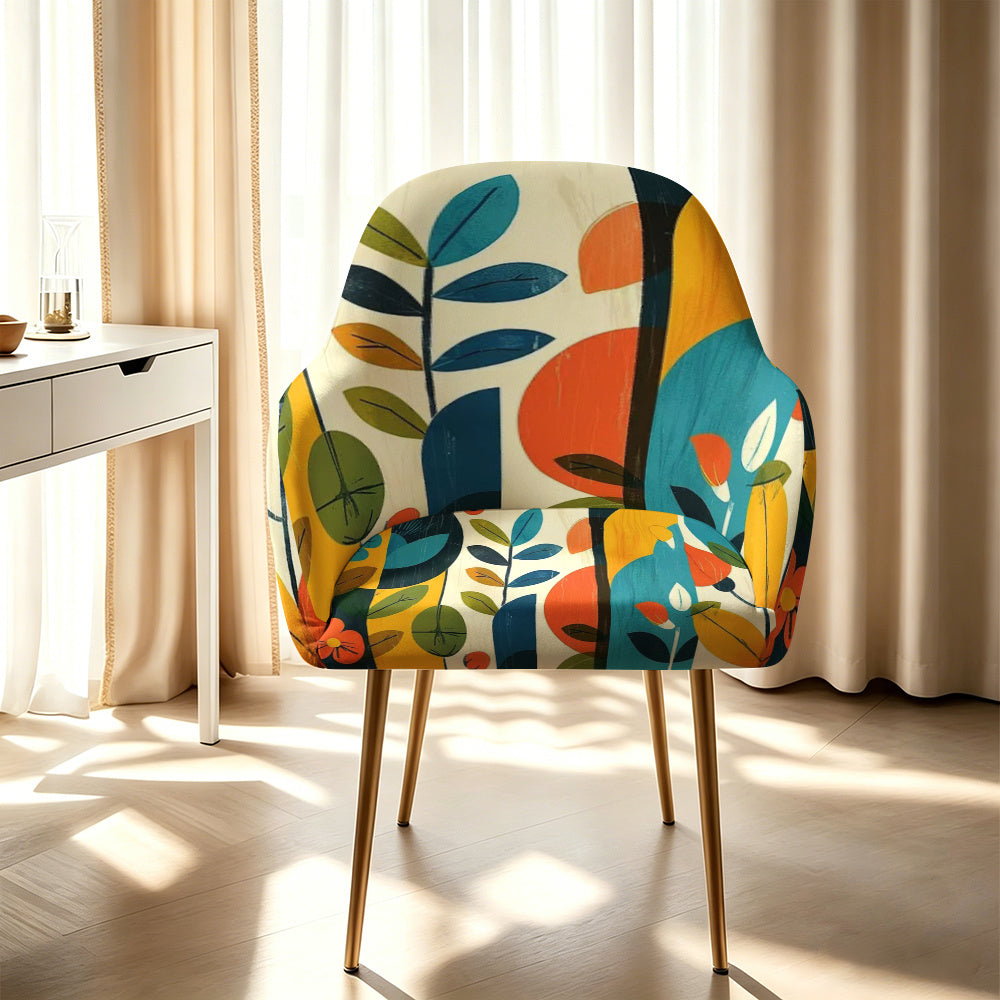 Housse de fauteuil extensible en fibre de lait imprimée à motif feuillage — détail de la matière : fibre de lait