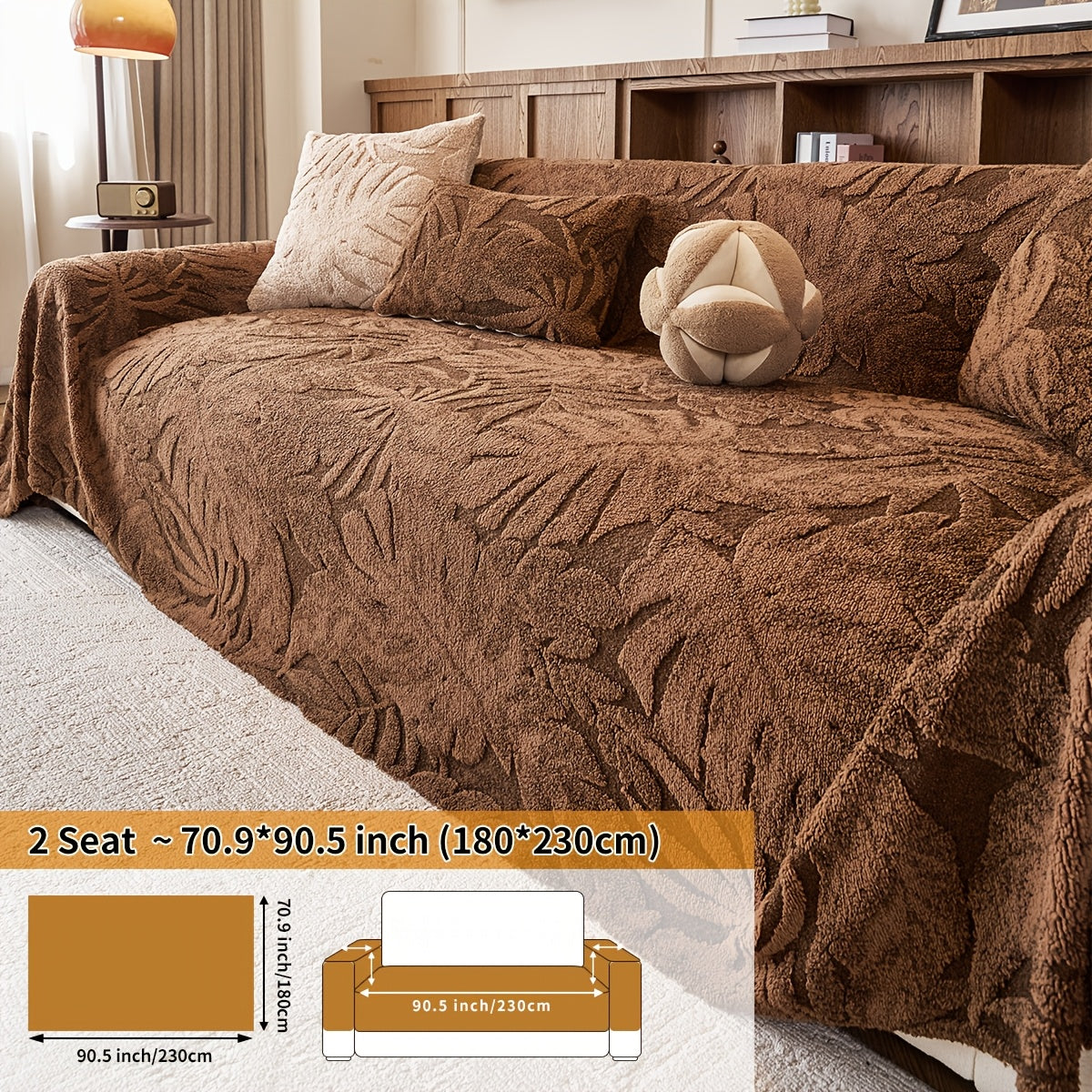 Housse de coussin épaisse en chenille matelassée antidérapante à housses, vue d'ensemble