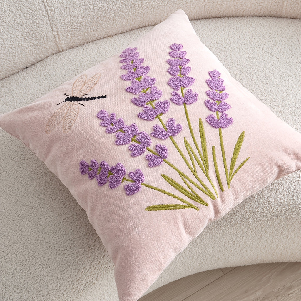 Housse de coussin en chenille à fermeture éclair, mise en situation