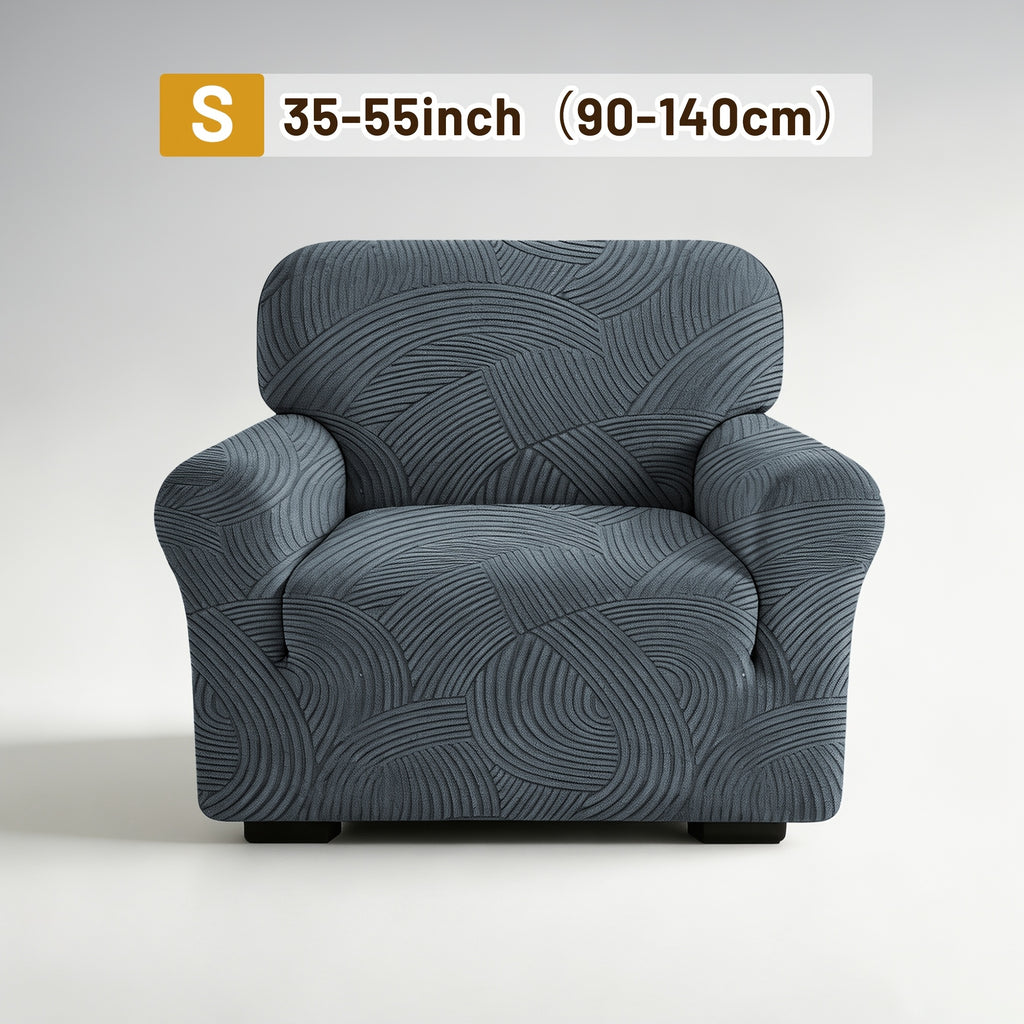 Housse de canapé extensible en polaire jacquard à motif géométrique, gros plan sur le tissu