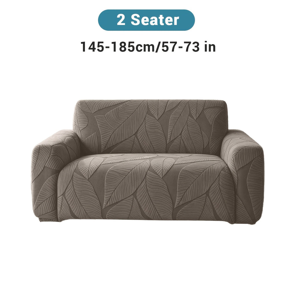 Housse de canapé extensible en polaire jacquard à motif feuillage, vue de dos