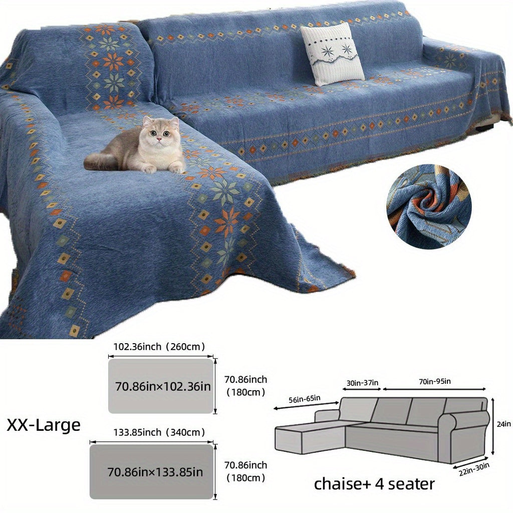 Housse de canapé épaisse en chenille en fils teints pour canapé d'angle, compatible canapé d'angle