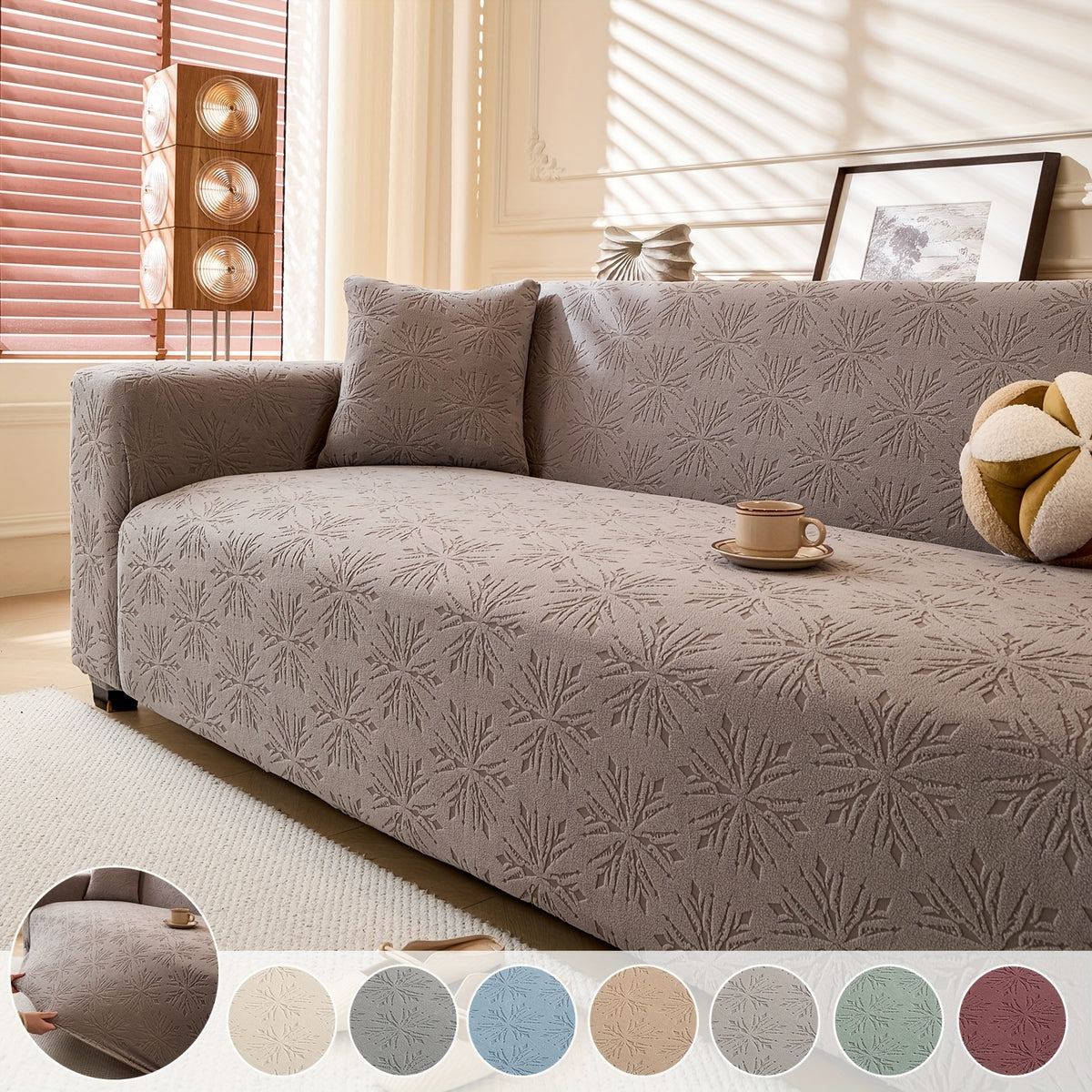 Housse de canapé extensible en polaire jacquard antidérapante d'esprit bohème Image