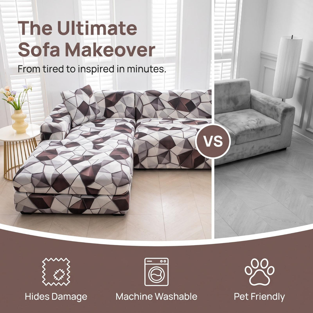 Housse de canapé extensible en fibre de lait matelassée à motif géométrique, autre coloris