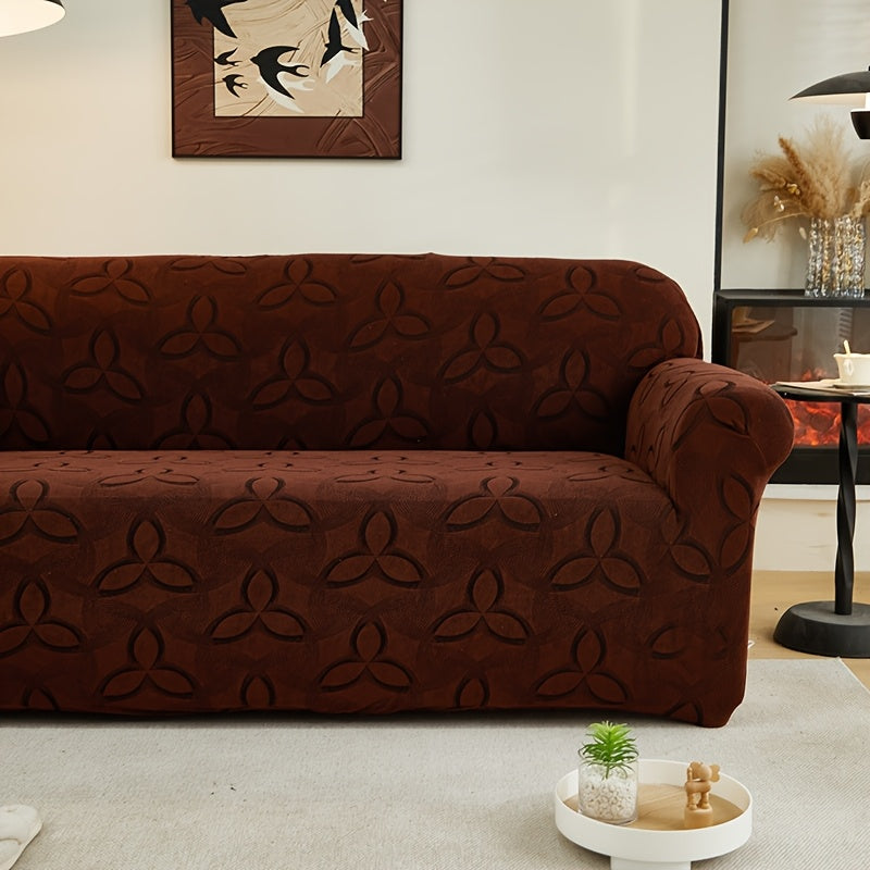 Housse de canapé en jacquard à motif feuillage, vue d'ensemble