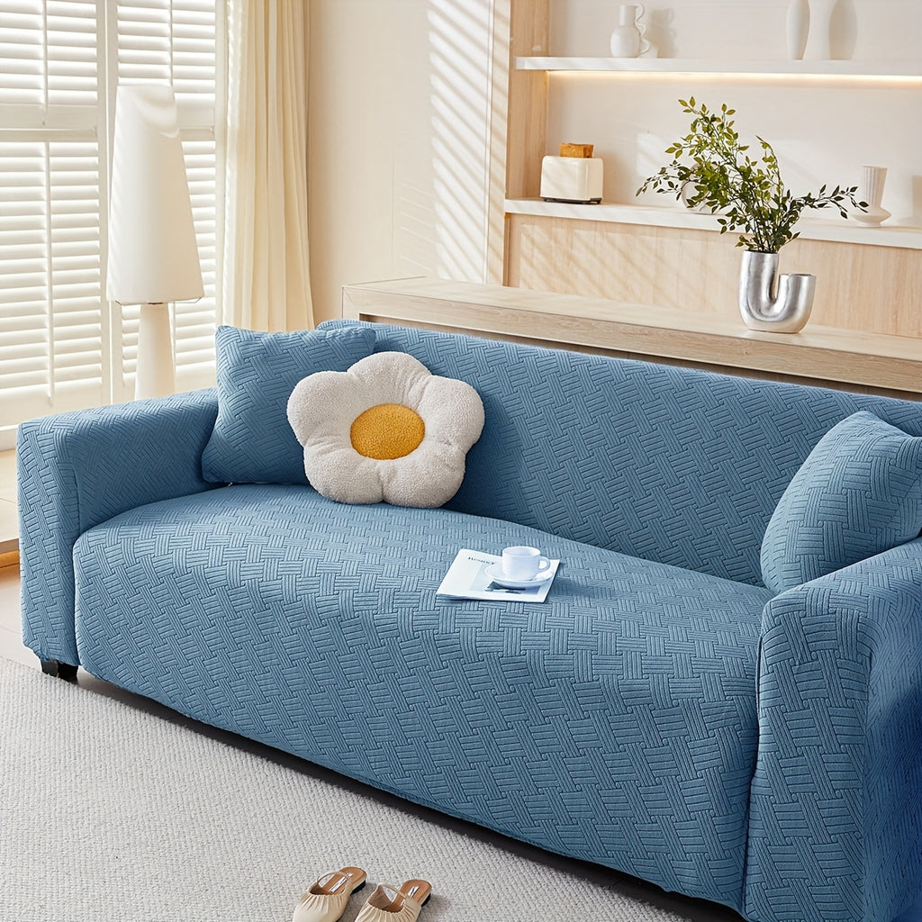 Housse de canapé extensible en polaire jacquard, tissu de 180 à 200 g/m²