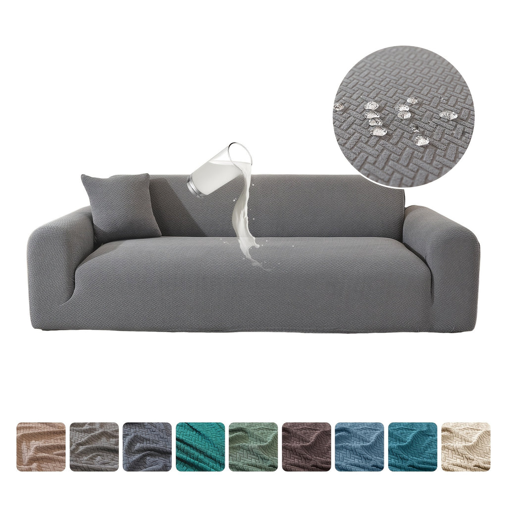Housse de canapé extensible en polaire jacquard antidérapante — détail de la matière : polaire