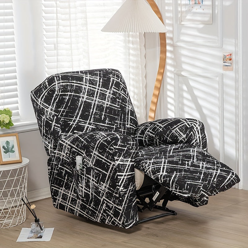 Housse de fauteuil extensible en fibre de lait avec poche de rangement, vue de dos