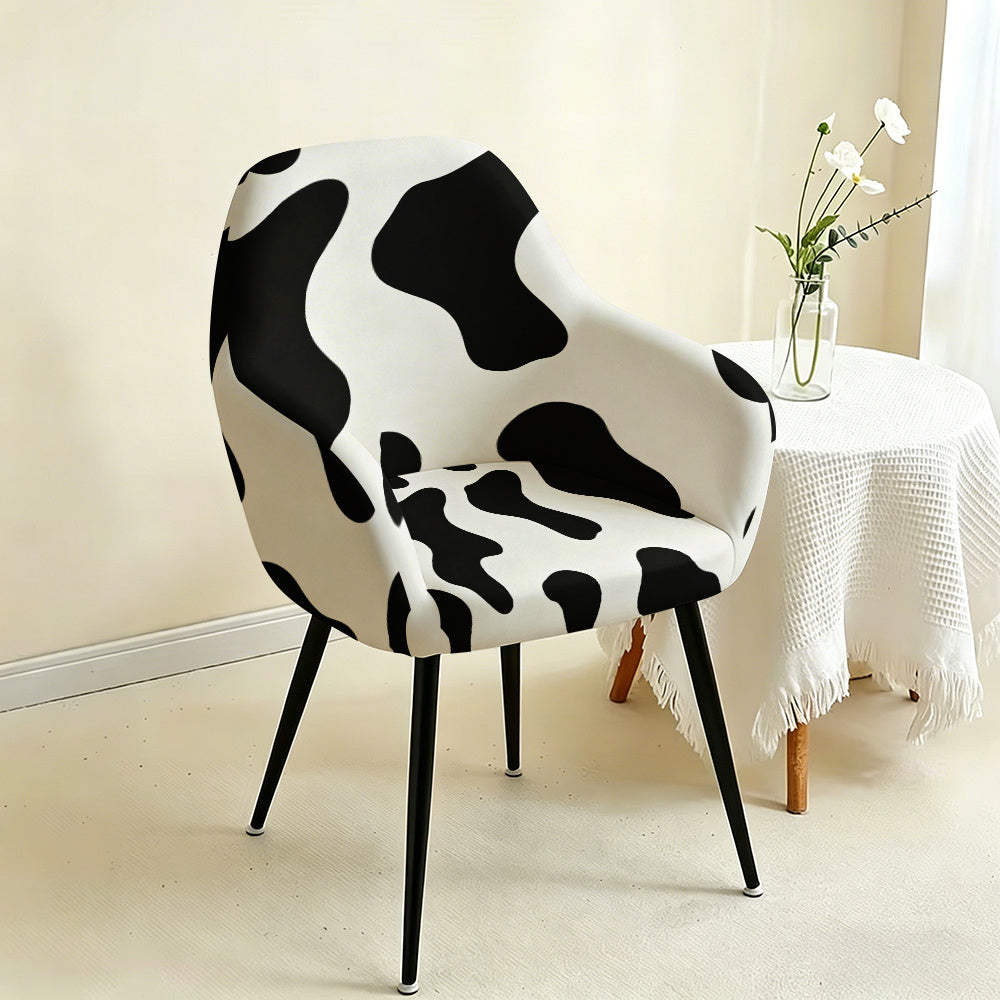 Housse de fauteuil extensible en fibre de lait imprimée à motif vache — détail de la matière : fibre de lait Image