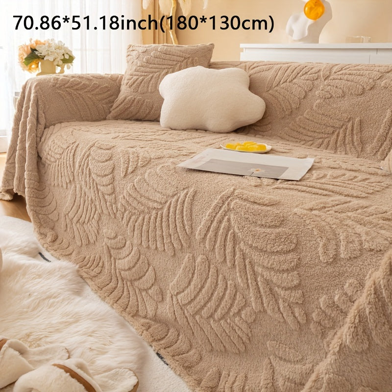 Housse de canapé épaisse en velours jacquard antidérapante, gros plan sur le tissu