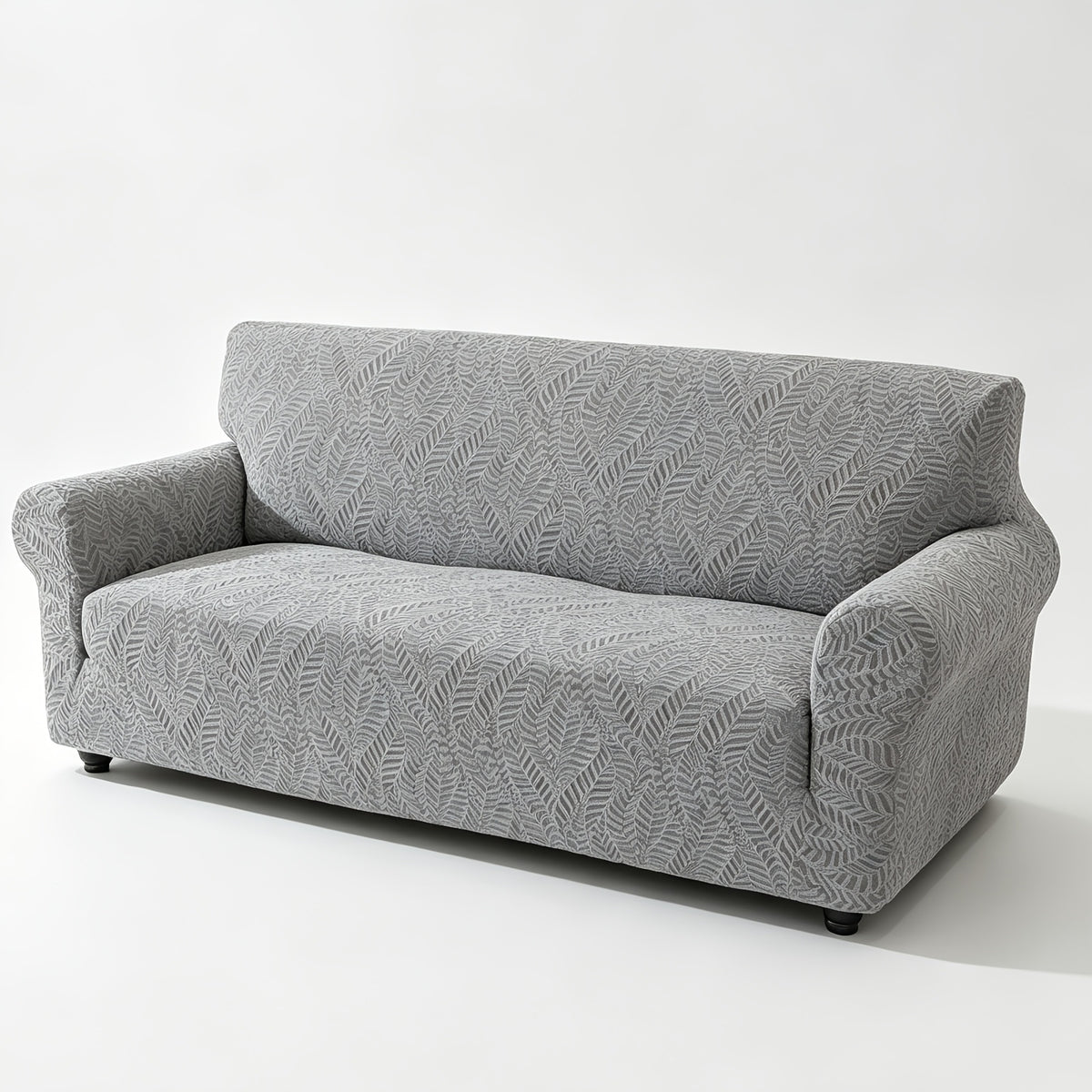 Housse de canapé extensible en polaire jacquard à motif feuillage anti-griffes, gros plan sur le tissu