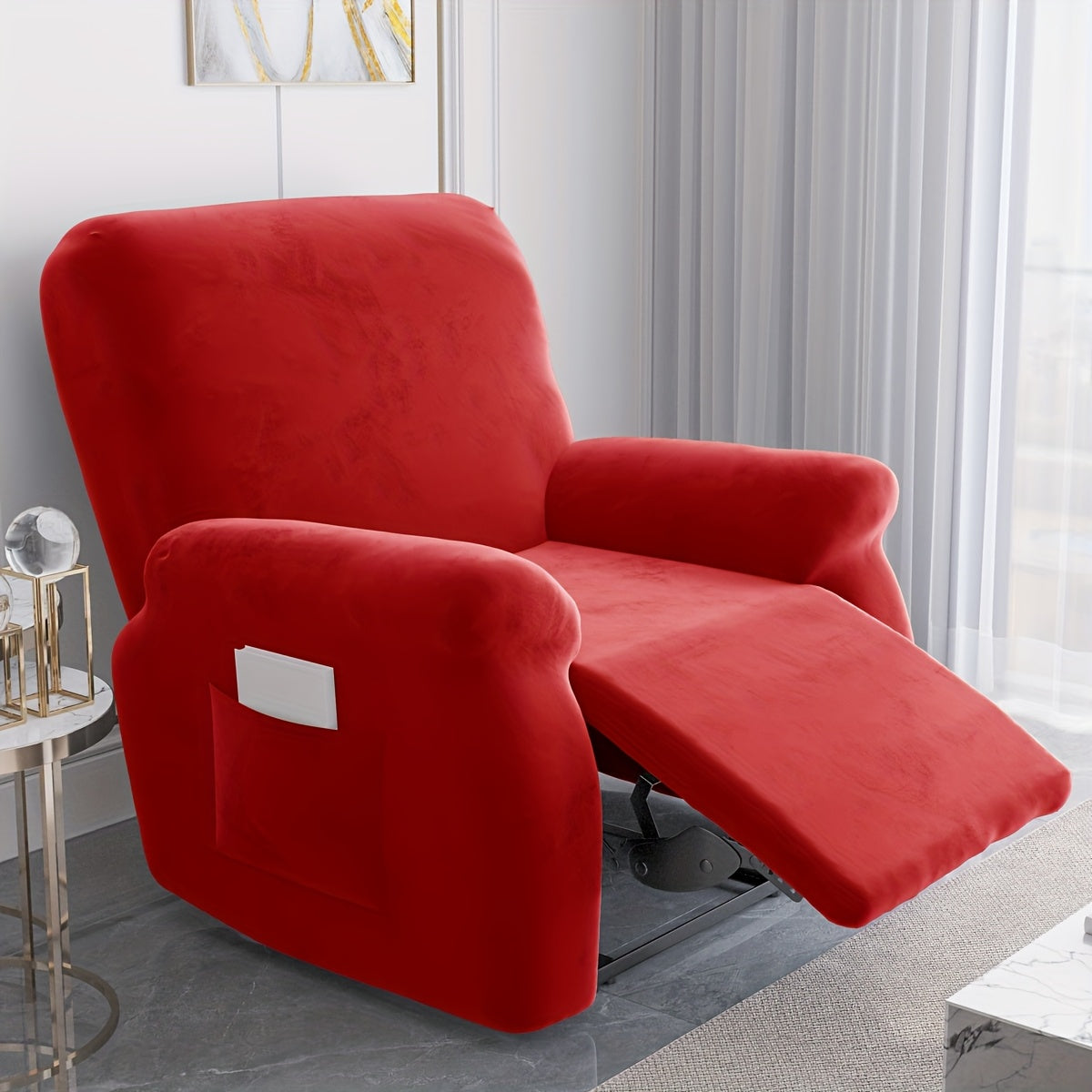 Housse de canapé épaisse extensible en velours, visuel produit