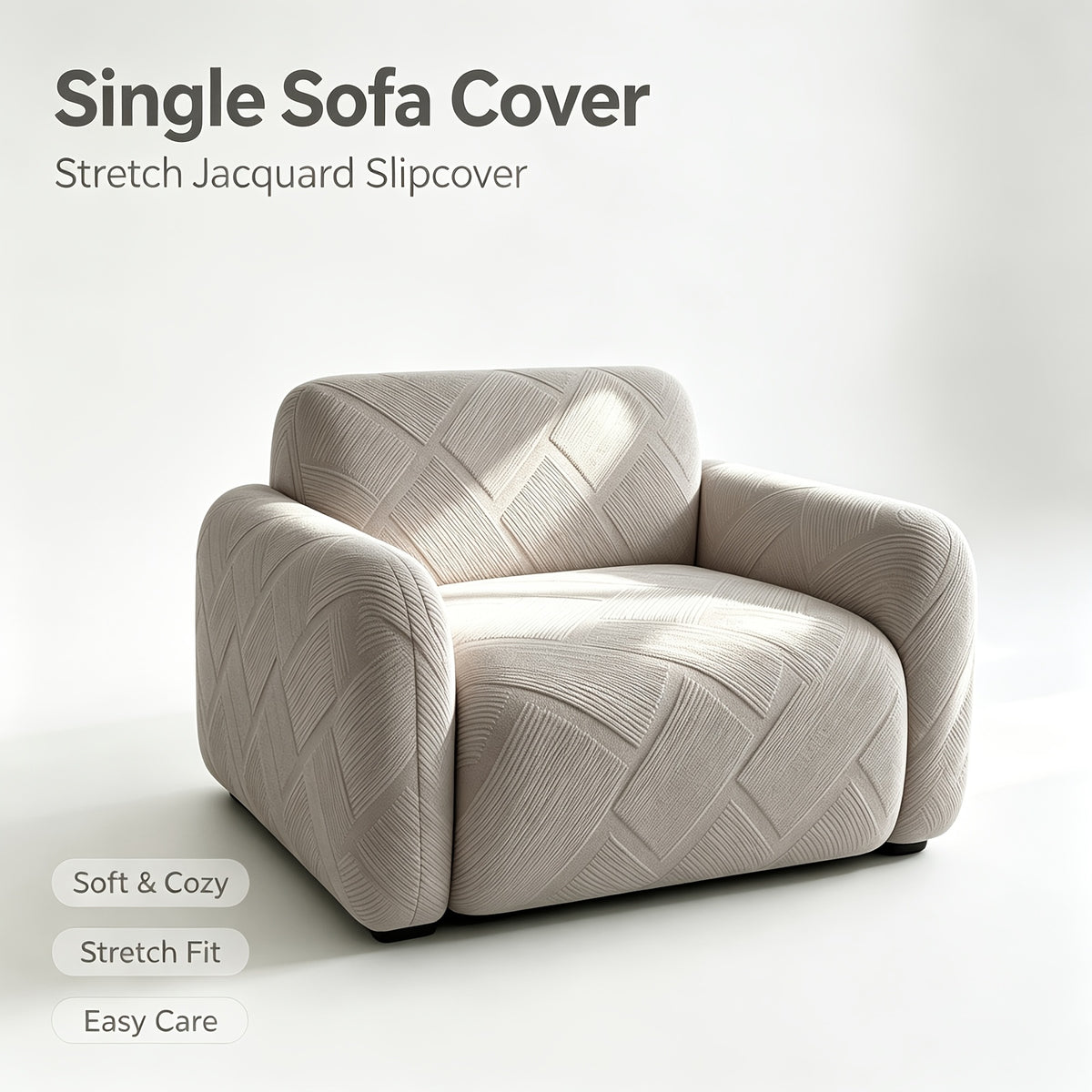 Housse de canapé extensible en polaire jacquard antidérapante, housse posée