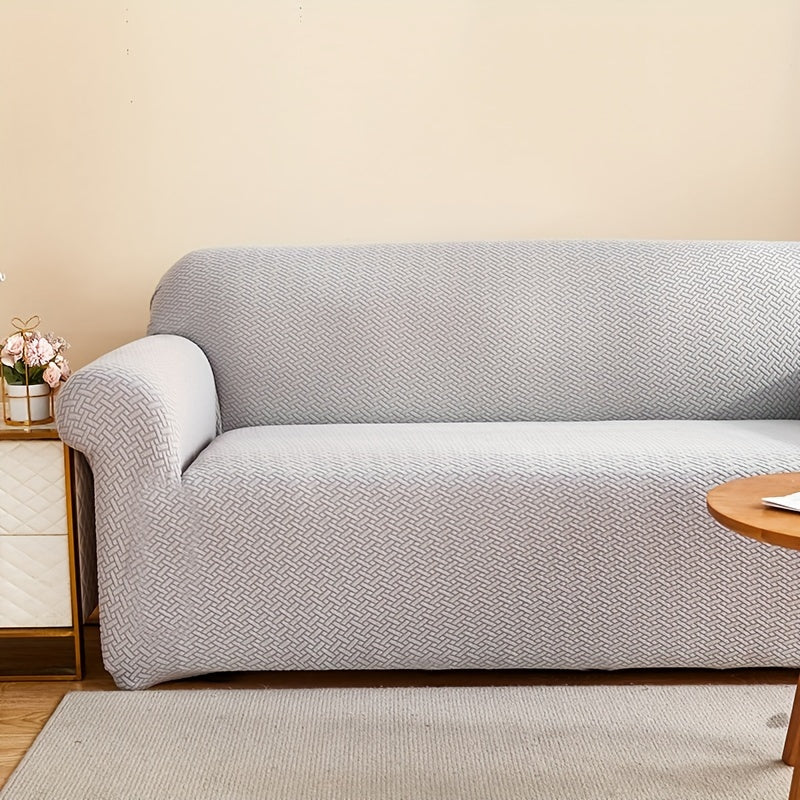 Housse de canapé extensible en polaire matelassée antidérapante, vue de dos