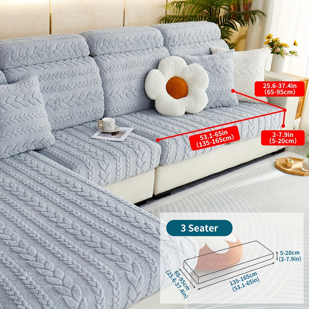 Housse de canapé épaisse extensible en velours jacquard antidérapante, housse posée