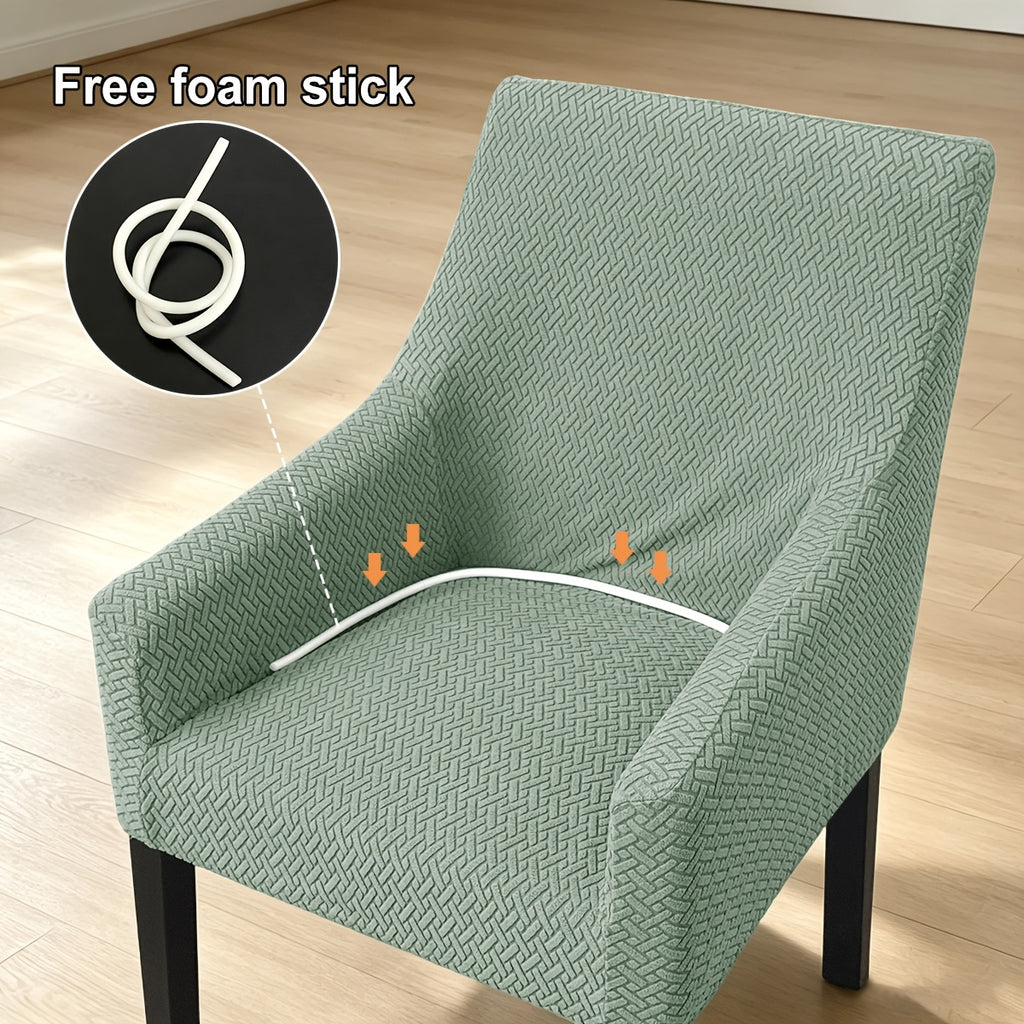 Housse de chaise extensible en polaire jacquard en T, visuel produit