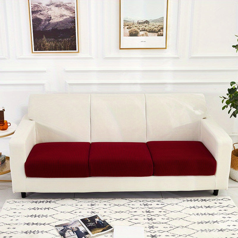 Housse de coussin extensible en polaire matelassée, détail de la finition